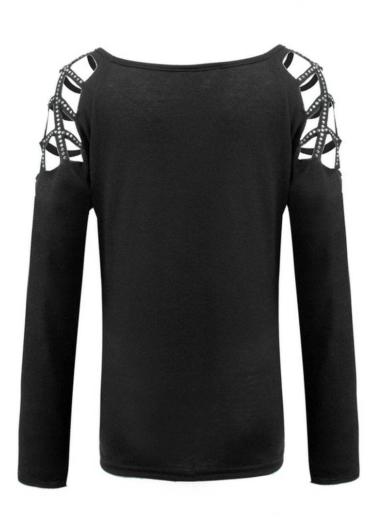 Tourtiwi - Wholesale Blouse - Women's - Long Sleeve Top with Studs and Diamonds9