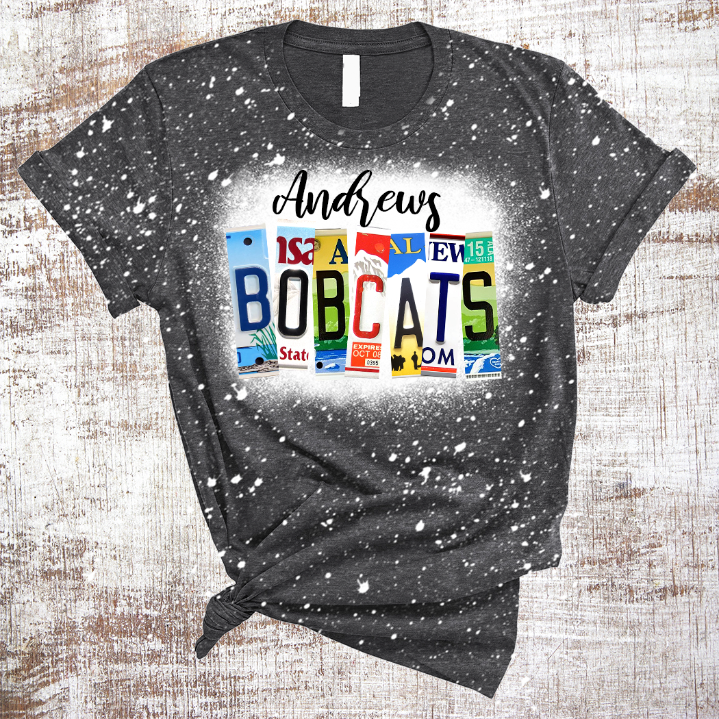 Sweet Tees - Wholesale T-Shirt (Graphic) - Women's - Spirit Shirts School Mascot License Plates Bleached Tee2