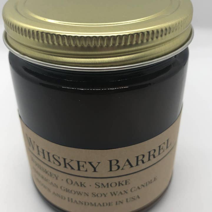 VIAI Beauty - Wholesale Jar/Filled Candle - Whiskey Barrel Soy Wax Candle | 9 oz Amber Apothecary Jar4