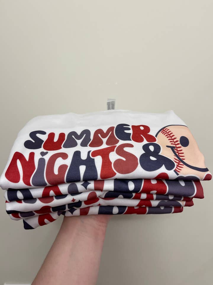 Southern Chic - Wholesale Screen Printed T-Shirt - Women's - Summer Nights Ballpark Lights2