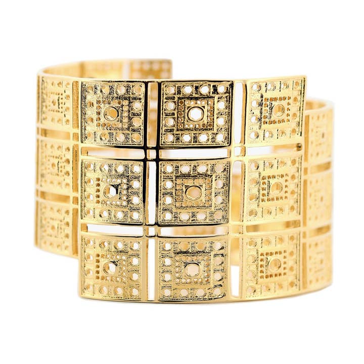 Ima Cuff - Gold Plated Bronze per la vendita all'ingrosso da parte di Co.ro Jewels