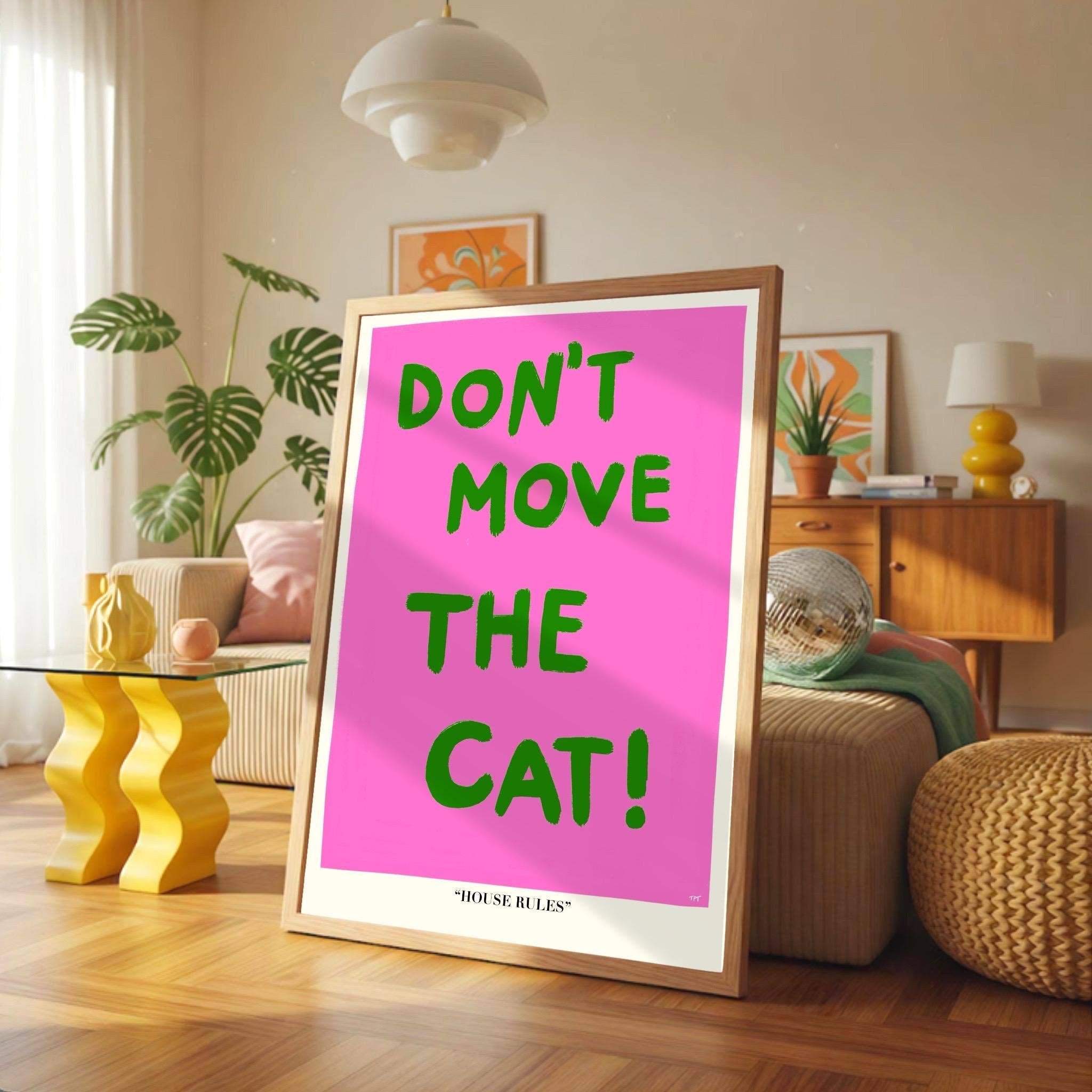 The Paper Tail – wholesale Art print – House Rules Cat Art Print - Colourful Wall Decor0