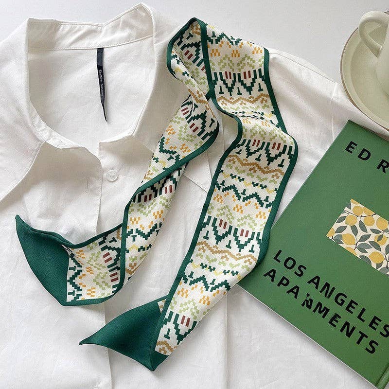 ShieldChic - Wholesale Scarf - Women's - Vintage Printed Slim Hair Silky Scarf3