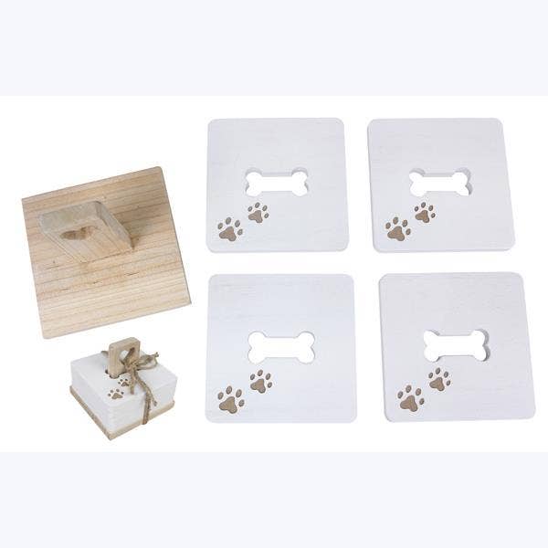 Lot de 5 sous-verres en bois en forme d'animal avec support pour animal/ enfant pour la vente par Young's