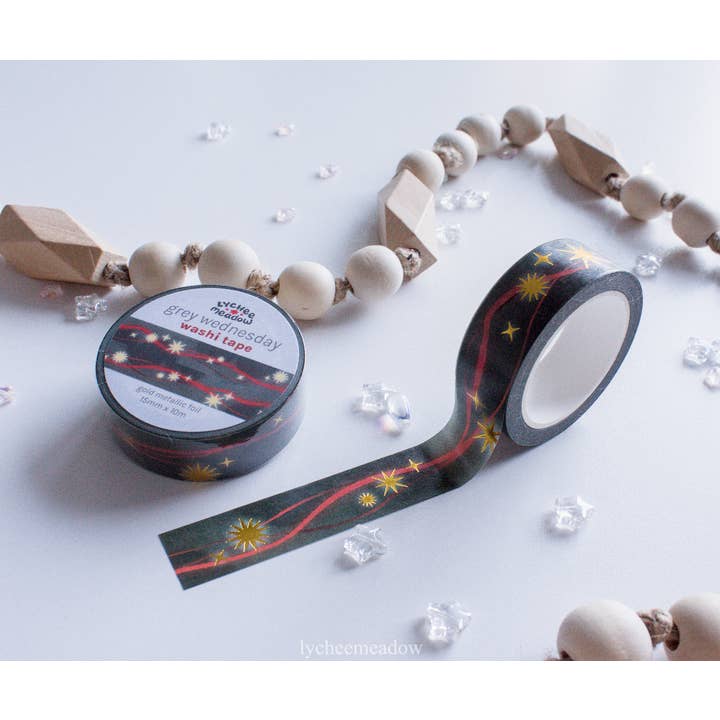 Grey Wednesday Gold Metallic Foil Washi Tape for wholesale by Lycheemeadow