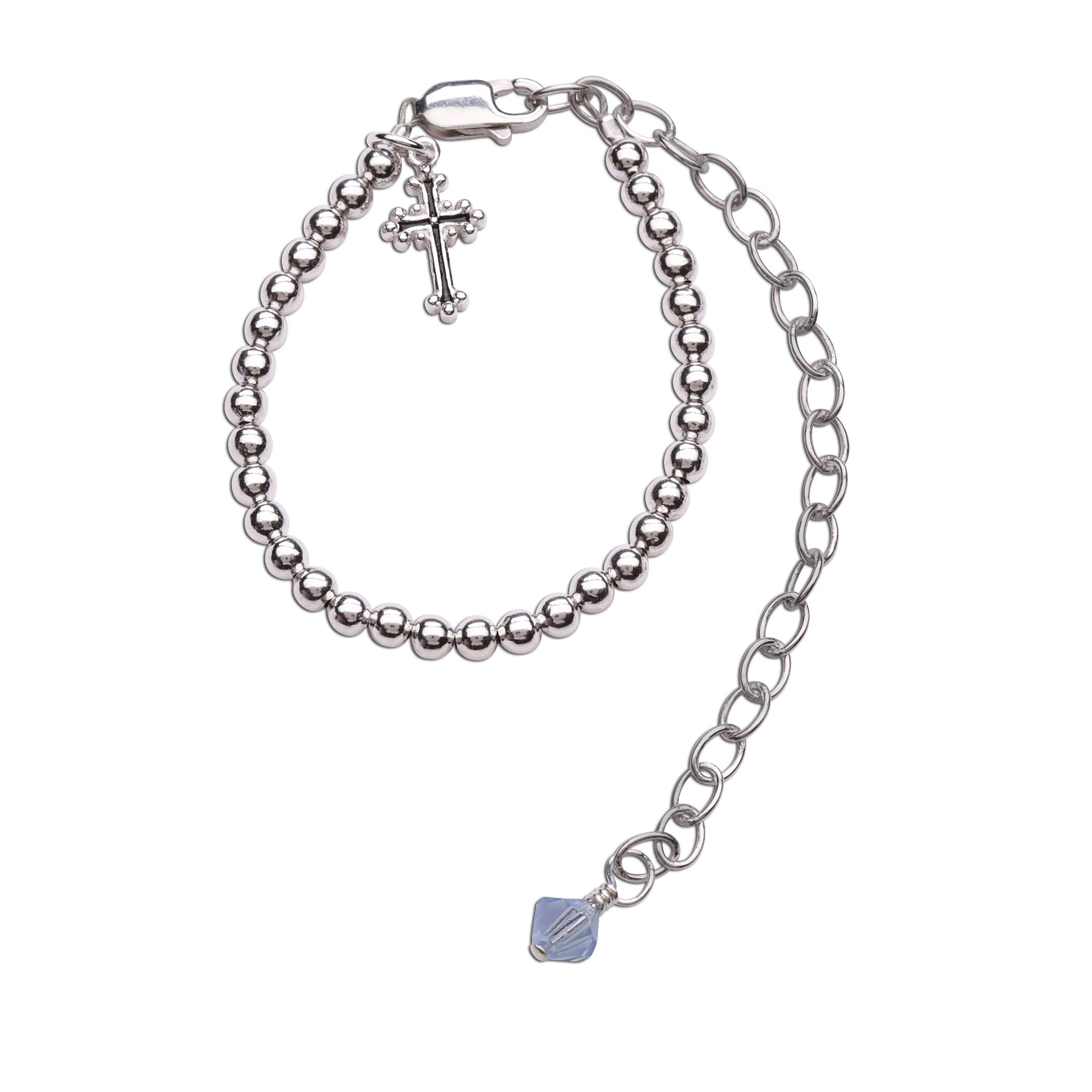 Cherished Moments - Venta al por mayor Pulseras de abalorios/colgantes - Pulsera con cruz de plata esterlina para niño Baptism to Bride™1