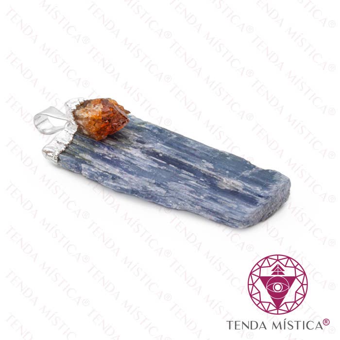 Anhänger aus Sterlingsilber mit rohem Blauem Kyanit und Citrin für den Großhandel von Tenda Mística