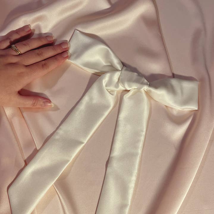 Mille Saisons - Wholesale Hair bow – Women’s - Aurelie Mulberry Silk Hair Ribbon with hand stitching2