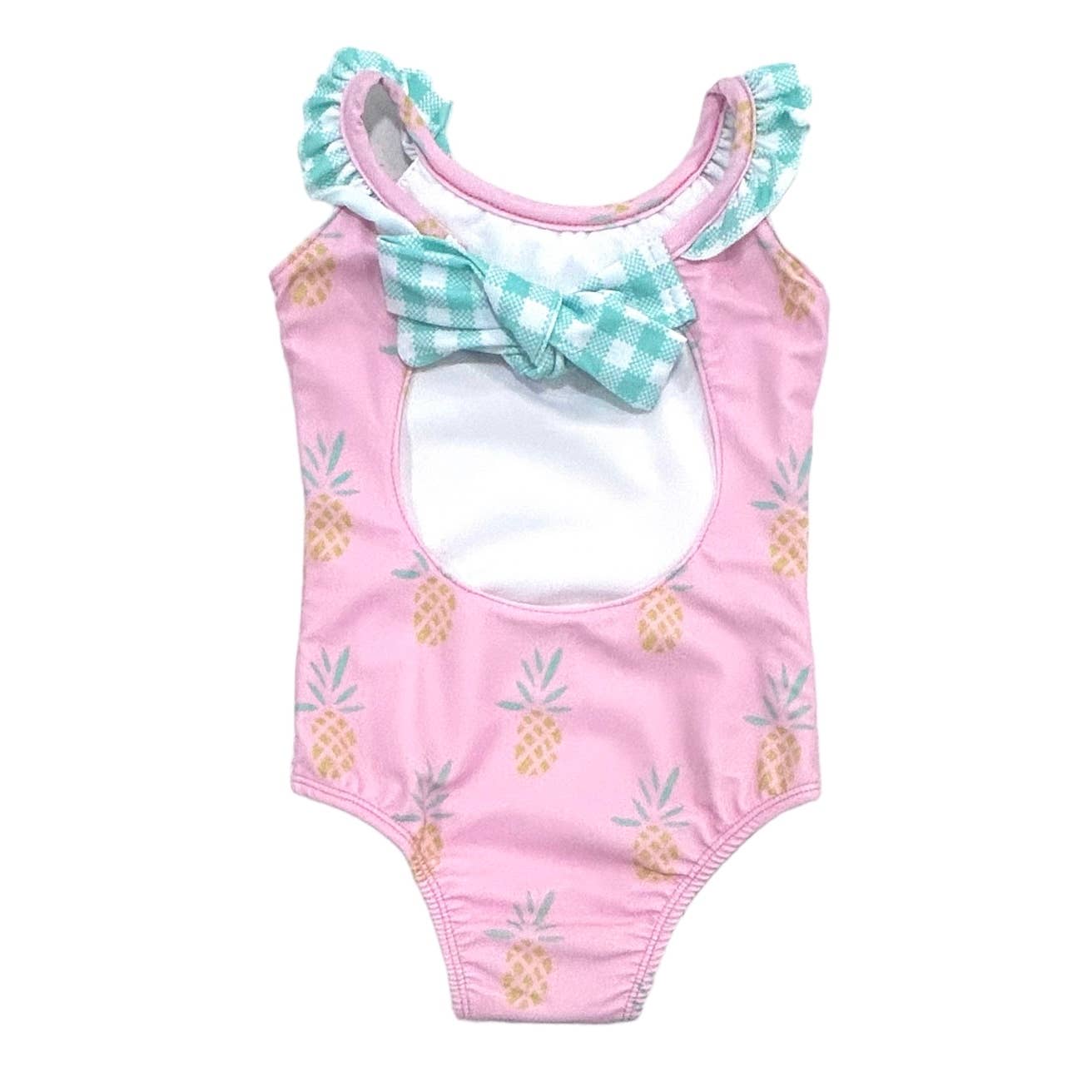 Sugar Bee Clothing - Vendita all'ingrosso Costume intero - Bambini - Costume da bagno per ragazze - Fiocco sul retro - Ananas rosa6