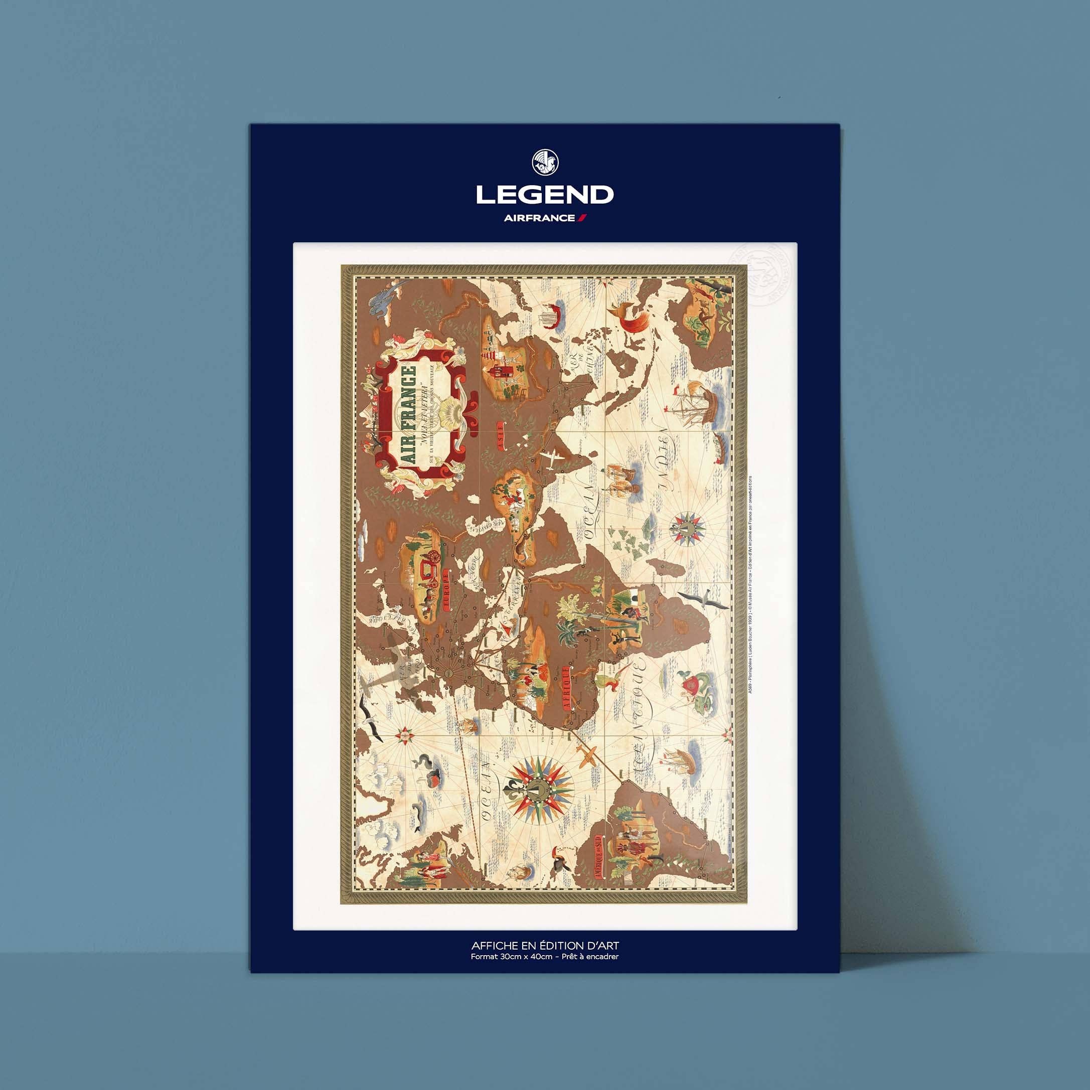 Oneart - Wholesale Poster - Air France Poster / Nova et Vetera Planisphere - AFL05690