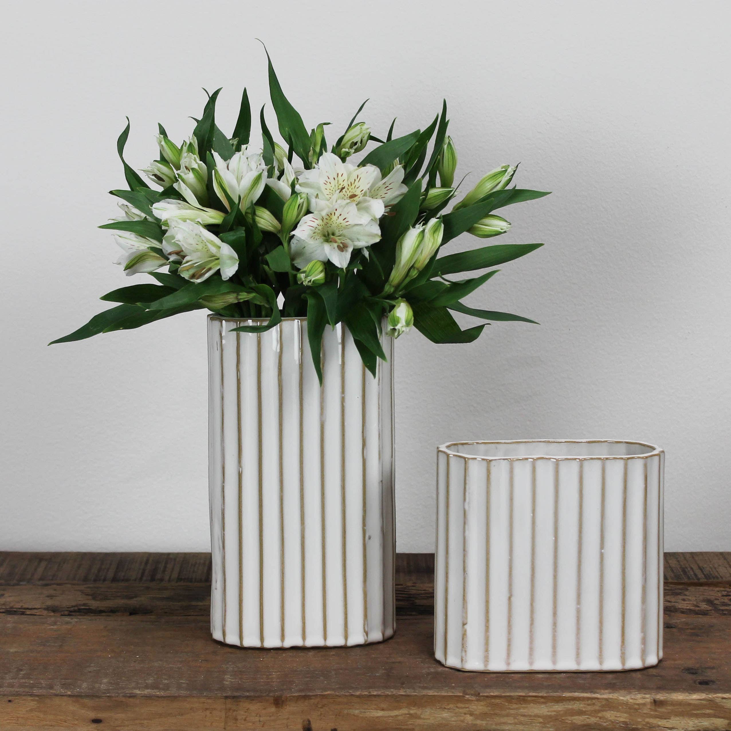 Blanc Vase côtelé Caro, céramique - Lrg en vente sur Faire6