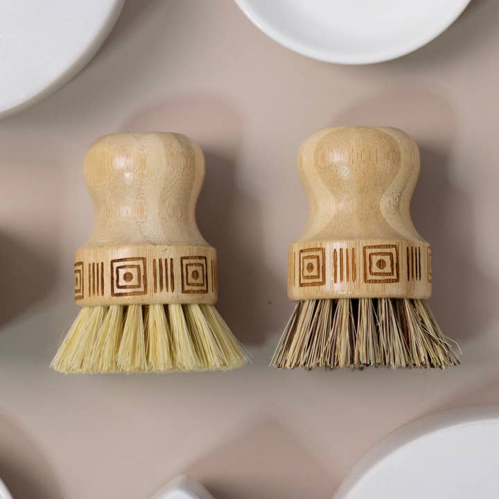 Dots and Dash Bamboo Scrub Brush for wholesale by Render Goods