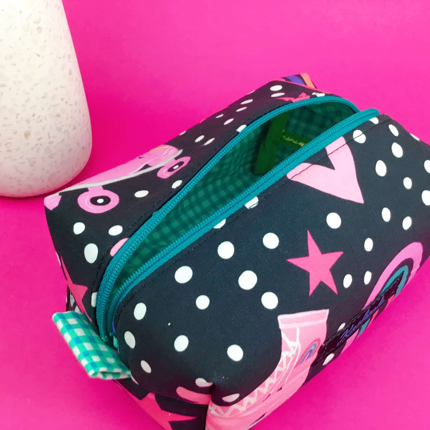 Kashzale Handmade Cosmetic Bags - Wholesale Makeup/Cosmetic Bag - Roller Skating Rainbow Medium Box Makeup Bag.1