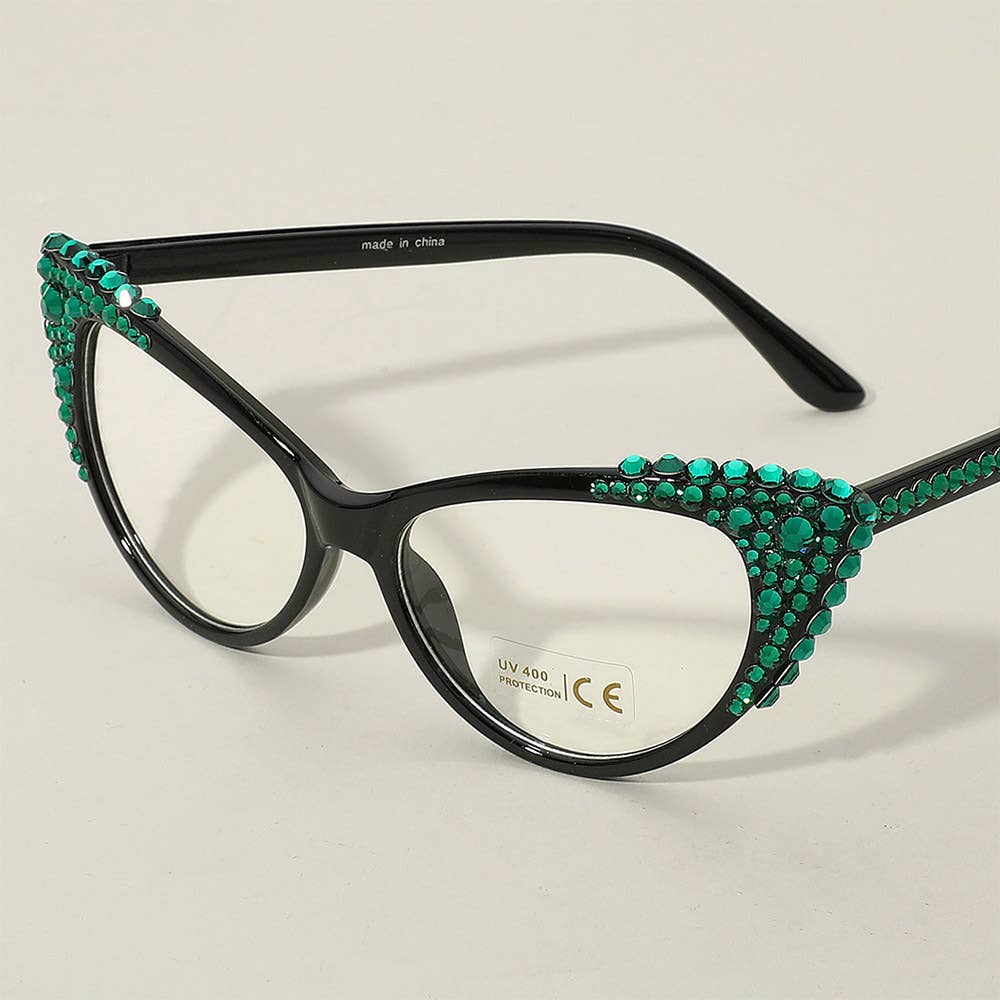 Sensibling Corp. - Wholesale Sunglasses - Women's - Bubbly Austrian Crystal Cat Eye Optical Glasses2
