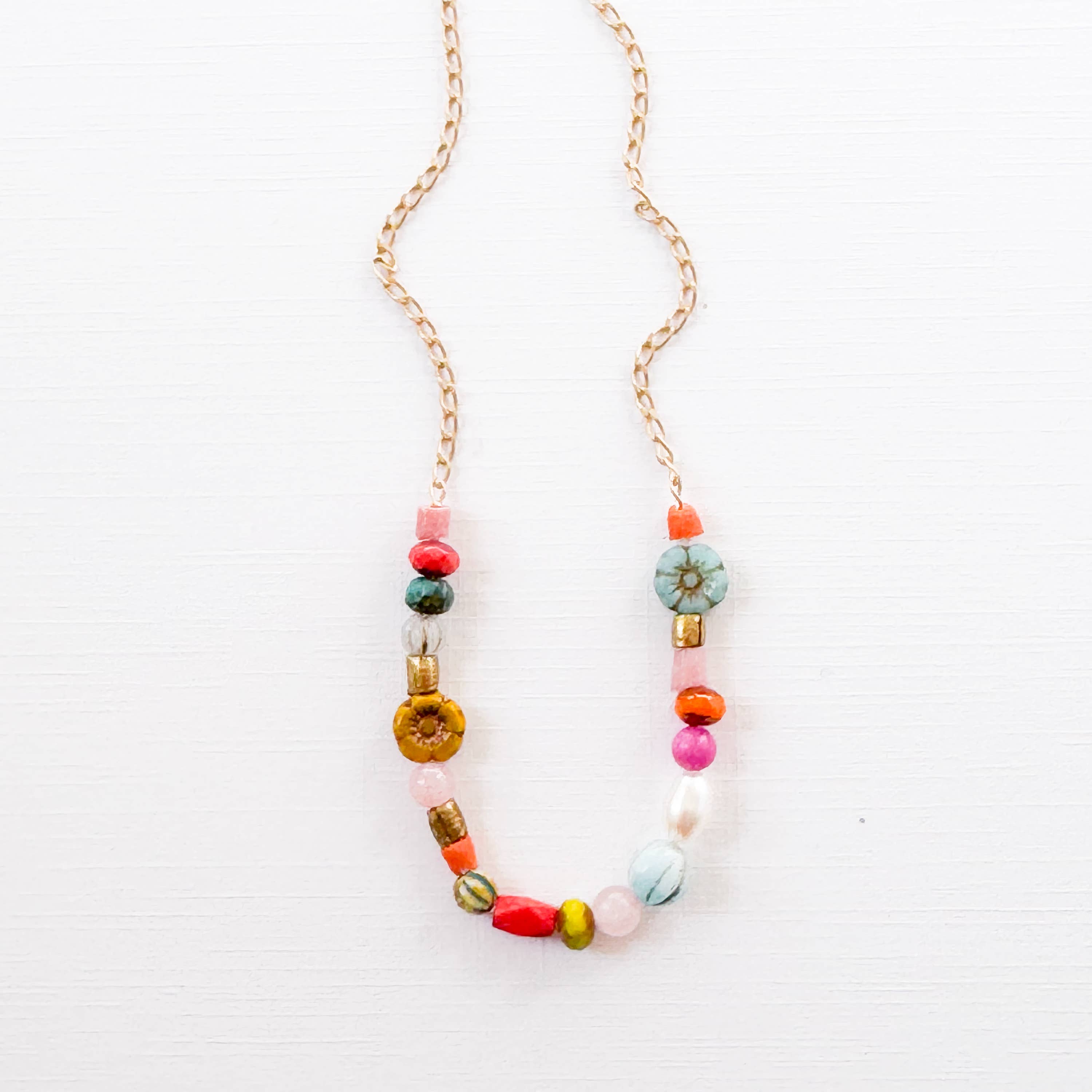 Nest Pretty Things - Wholesale Beaded/Pearl Necklace - Dainty Pearl Flower and Recycled Bead Necklace 4