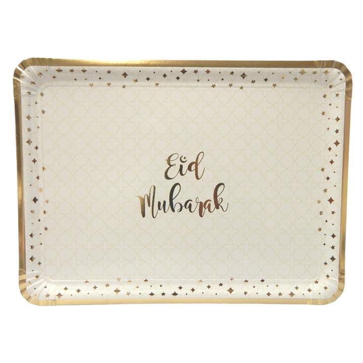 Eid Mubarak Serving Trays (3pk) - Cream & Gold for wholesale by Peacock Supplies