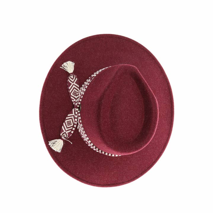 C.C Beanie - Wholesale Fedora - Women's - Geometric Trim Vegan Fabric C.C Panama HAT WF3