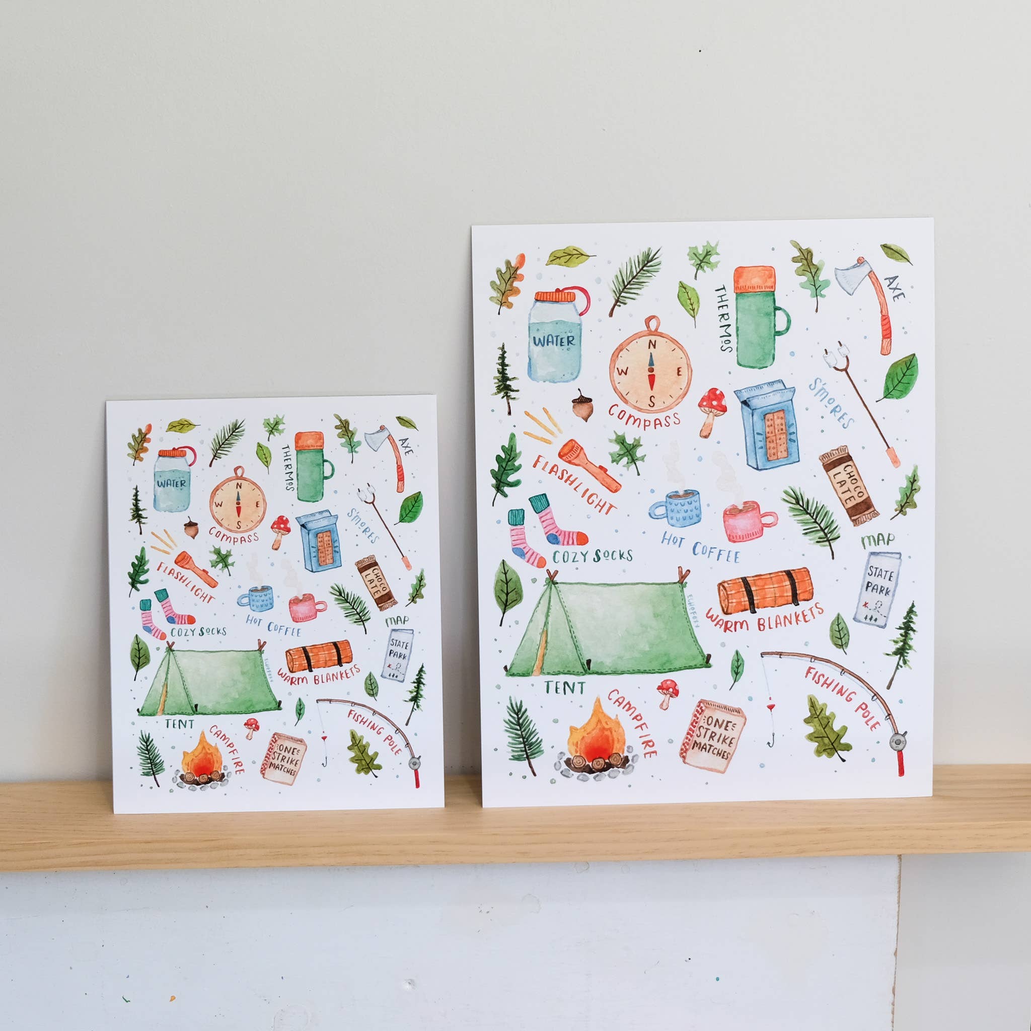 Echo Foxx - Wholesale Art Print - Camping Essentials Watercolor Art Print1