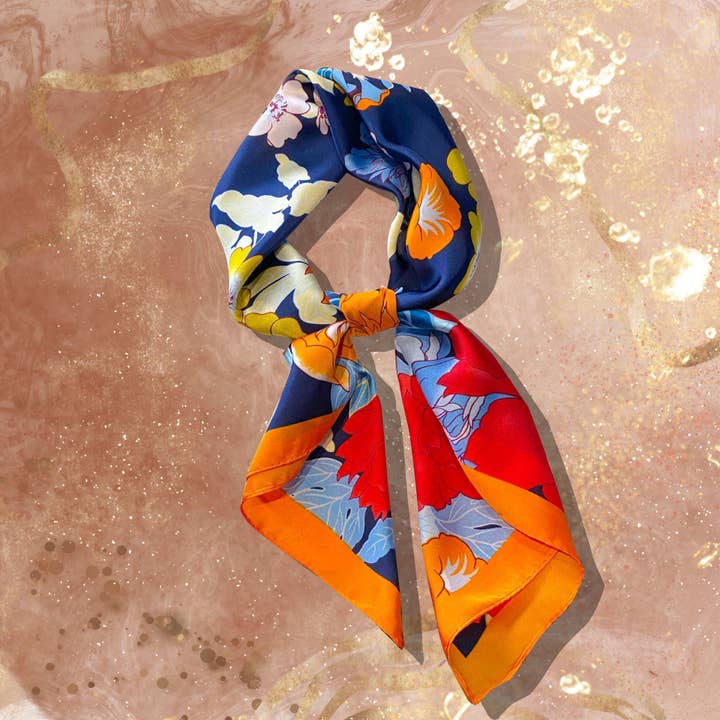 Scarf - trendy colorful - 70 x 70cm - silk for wholesale by Lourens Exclusive