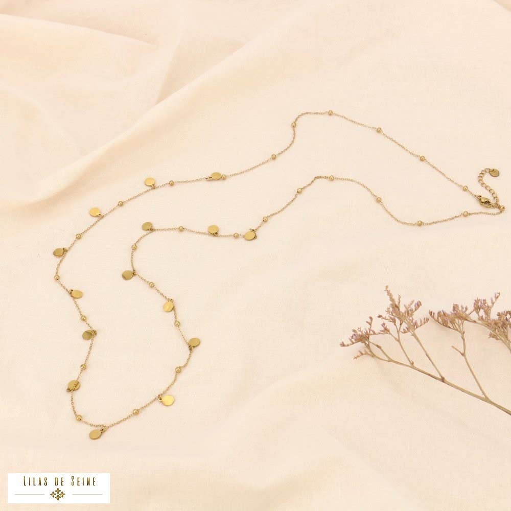 golden Stainless steel necklace or choker with pellets 0123623 for wholesale on Faire0