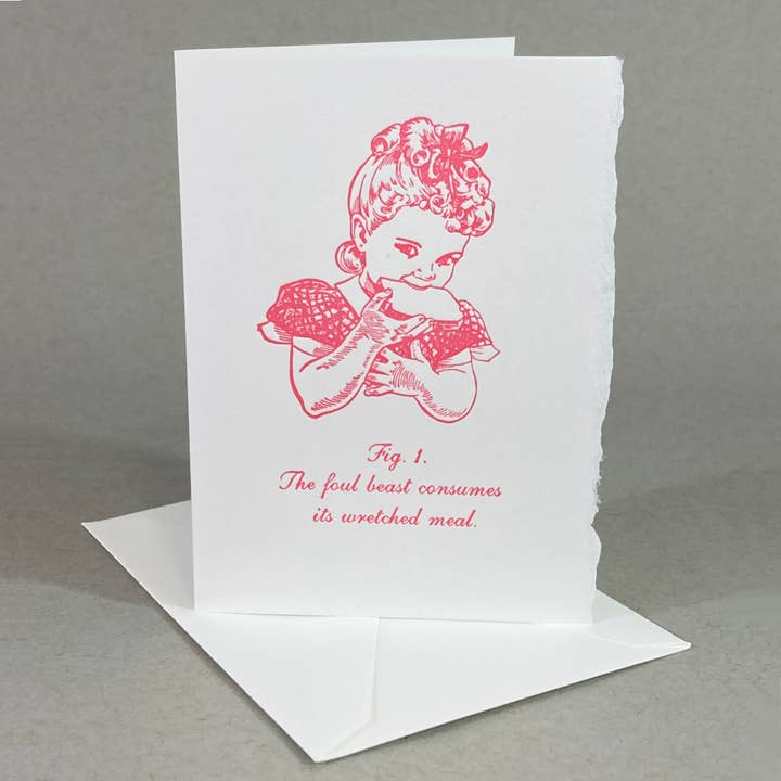 Rx Letterpress - Venta al por mayor Tarjetas de felicitación - Foul Beast consume su miserable comida | Humor absurdo