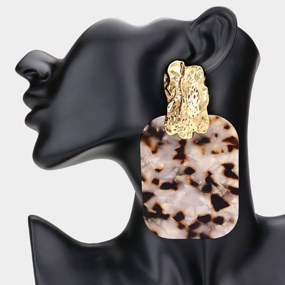 Sensibling Corp. - Wholesale Dangle Earrings - Oversized Patterned Celluloid Acetate Plate Accent Doorknocker Earrings5