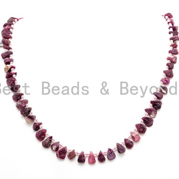 Perle di tormalite naturale di qualità, perle di tormalite naturale a goccia da 11-13 mm, filo da 15,5 pollici, SKU #U163 per la vendita all'ingrosso da parte di BestBeads&Beyond