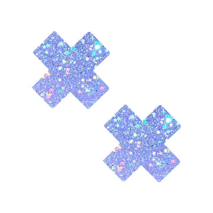 Purple Cotton Candy Blacklight Glitter X Factor Body Stickers 6PK for wholesale by Neva Nude