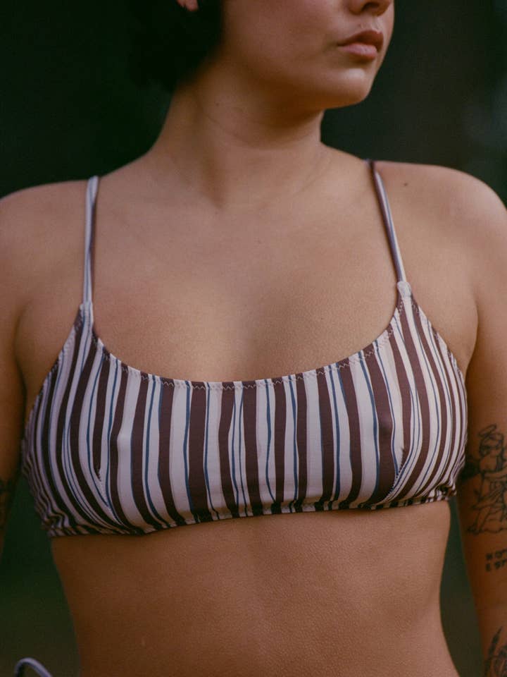 Haut de maillot brassière Leslie - Rayures pour la vente par Nénés