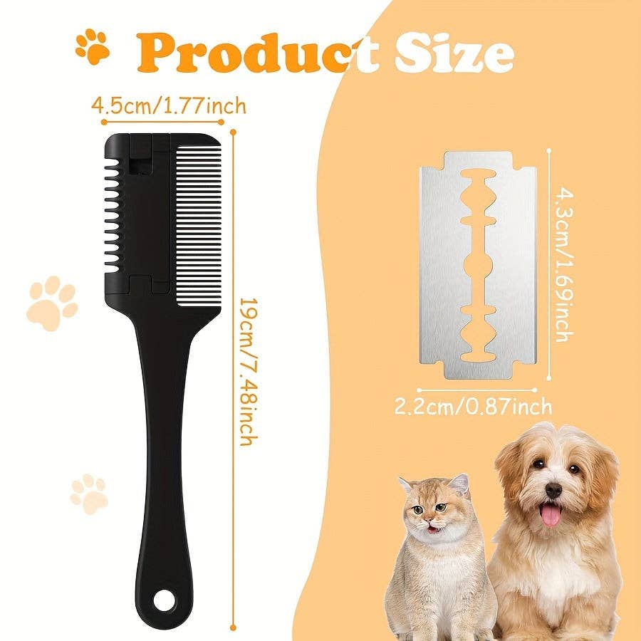 DIYSTORE – wholesale Pet grooming tool – Dog – Pet Razor Comb with 10 Replacement Blades, 2-in-1 Dog & Cat Hair Trimmer and Groomer - PP Material Double-Sided Cutting Comb for Various Breeds - Safe Grooming Tool for Shedding and Thinning - For Dog & Cat Owners - Suitable for Regular Grooming5