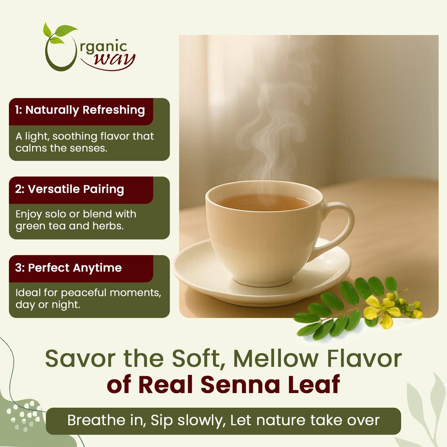 Organic Way LLC – Großhandel Kräuter – Premium-Senna-Blattpulver (Cassia Angustifolia) - Koscher zertifiziert | Superfood, roh, vegan, gentechnikfrei & glutenfrei | USDA zertifiziert | Herkunft - Indien3