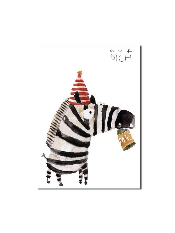 Postkarte "Zebra - Auf dich" für den Großhandel von Halfbird