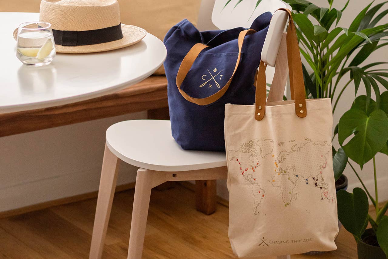 Chasing Threads - Wholesale Tote Bag - Unisex - Stitch Where You've Been Tote Bag Kit - Navy Cotton3