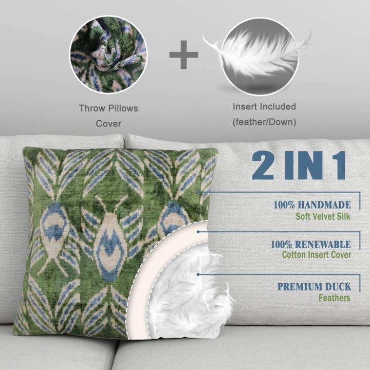 Canvello - Wholesale Throw/Decorative Pillow - Canvello Handmade Green Velvet Throw Pillows - 20x201