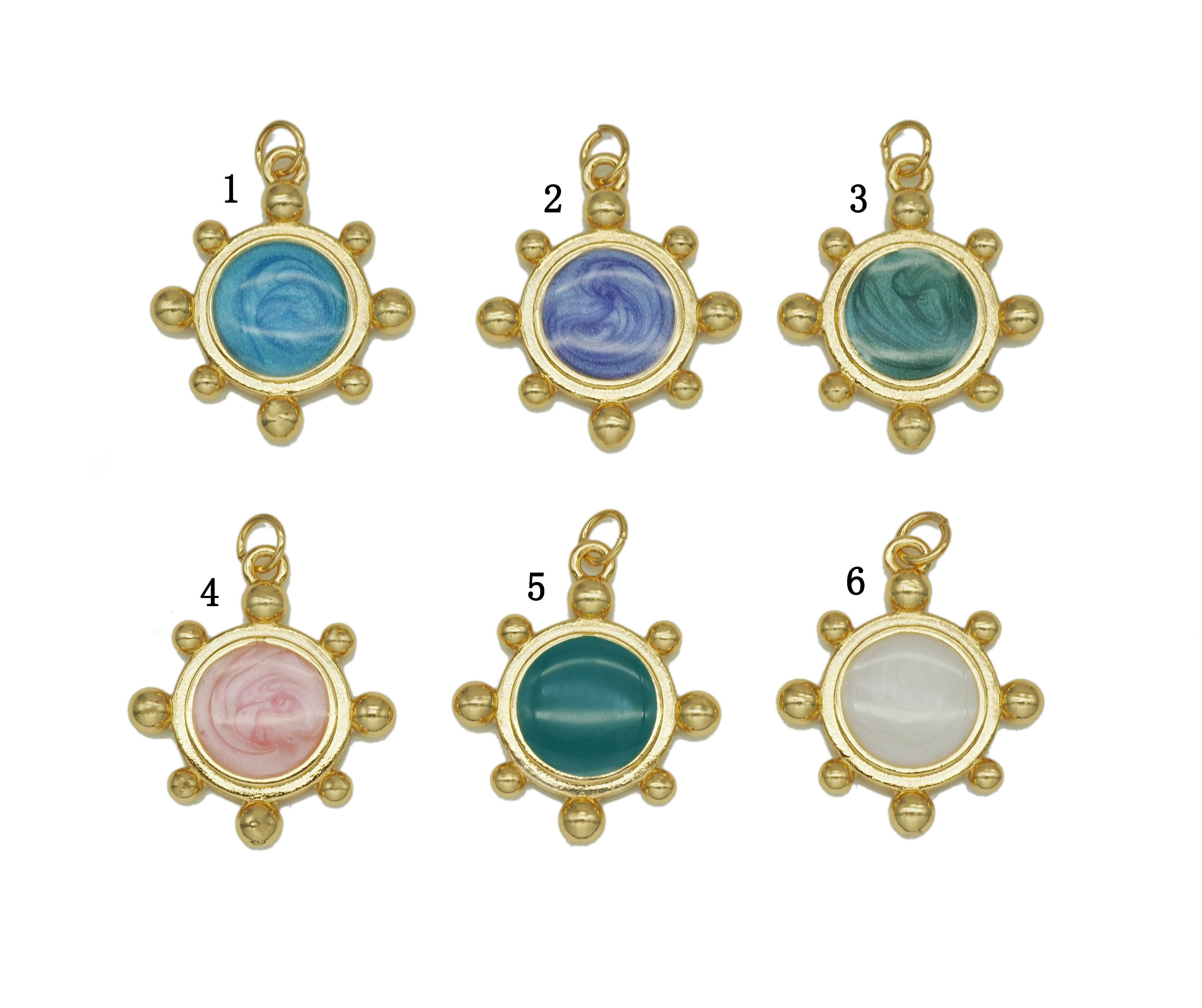 BestBeads&Beyond - Wholesale Individual Charm/Pendant - Enamel Round Flower Pendant, Sku#JD280