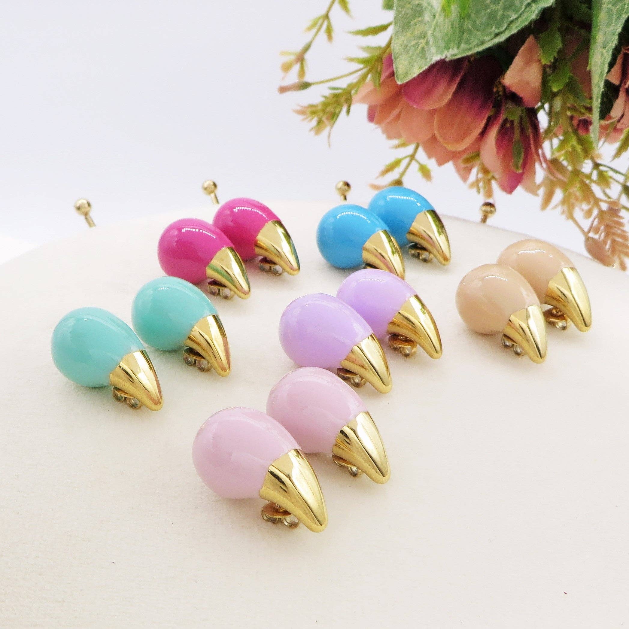 Daemon srls - Wholesale Stud/Post Earrings - DROP SPRING COLOURS - ACCIAIO  inossidabile ~ Paio Orecchini goccia bombe' smaltati12