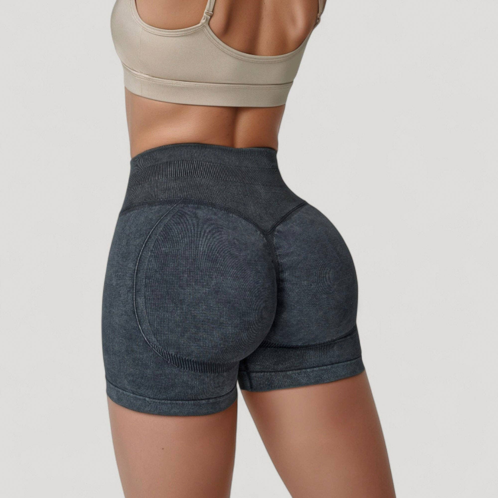 Active by Anna-Kaci - Vente Short de sport – femme - Shorts de cyclisme sans couture à taille haute côtelée pour femmes avec élasticité11