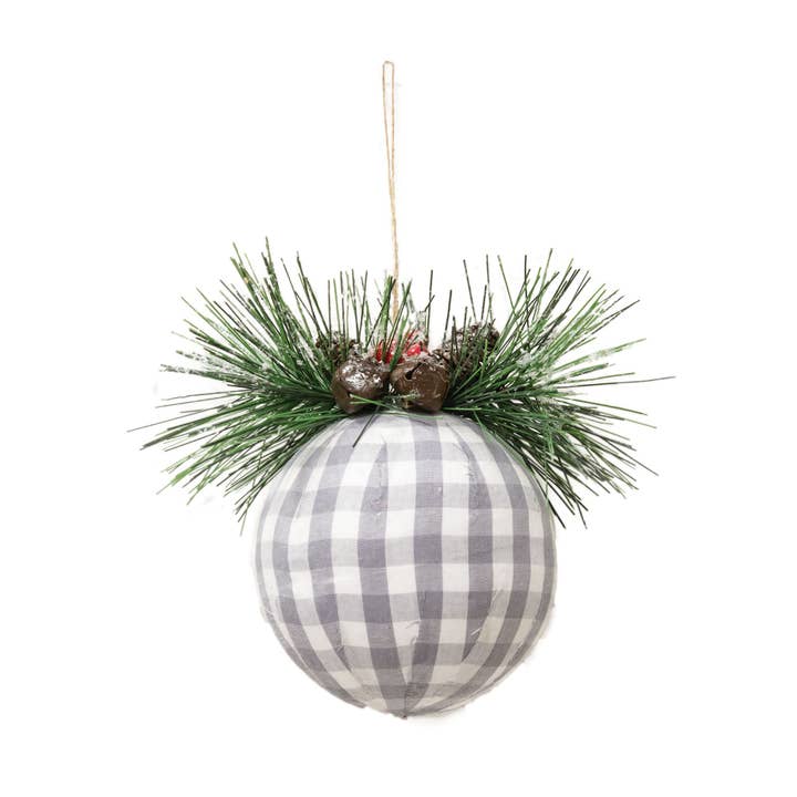 Grey Plaid Ball Ornament for wholesale by Bright Ideas