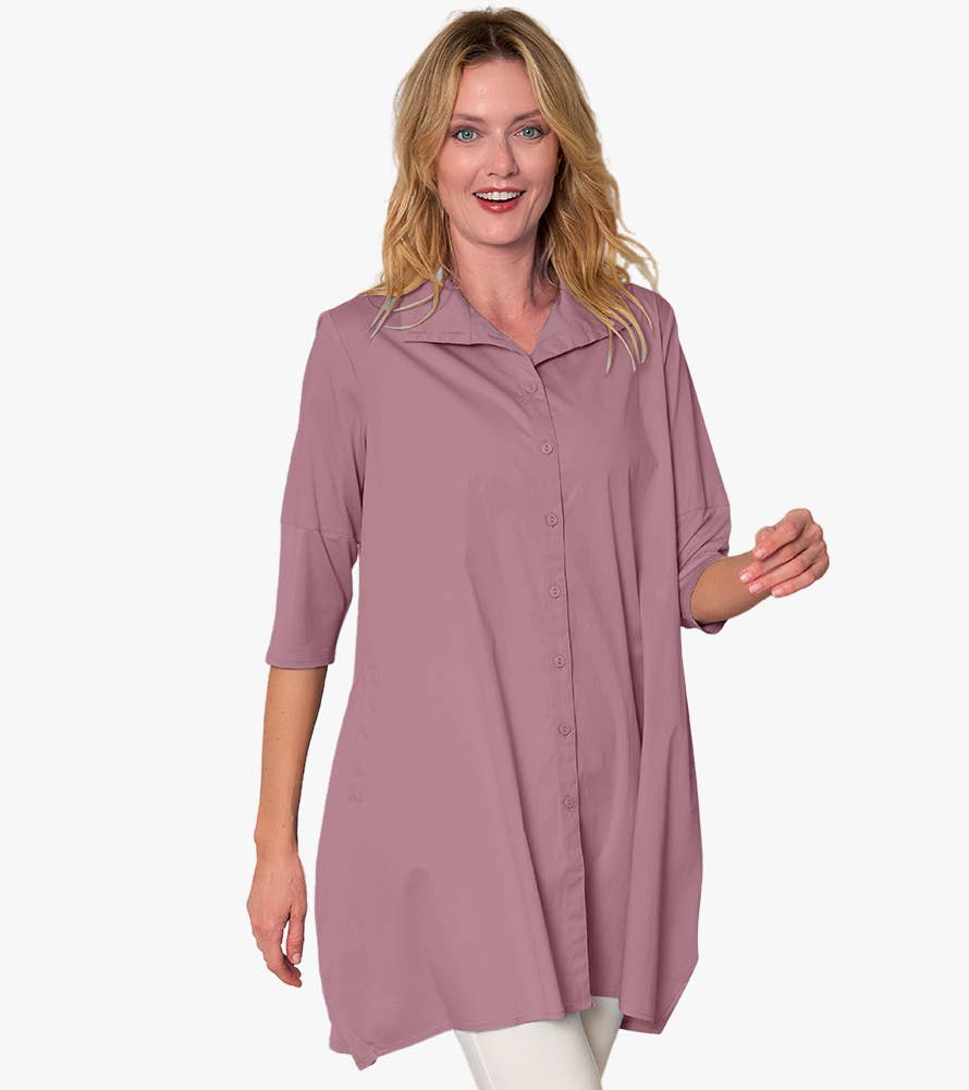 Stella Carakasi - Wholesale Tunic - Women's - Women's 3/4 Sleeve A-Line Cotton Poplin Tiburon Tunic Icon60