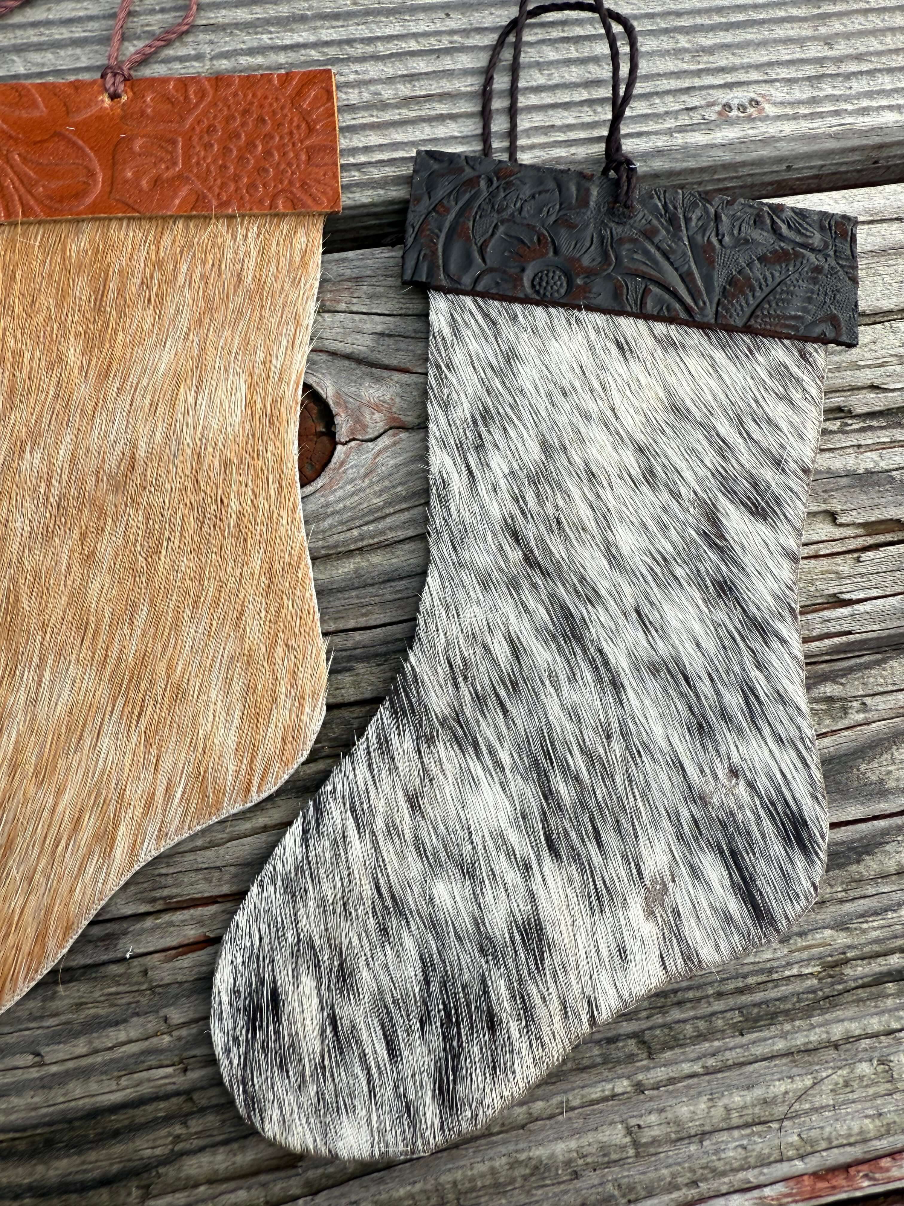Wild Mountain Soul Designs - Wholesale Holiday Stocking - Hair-on cowhide stocking ornament6