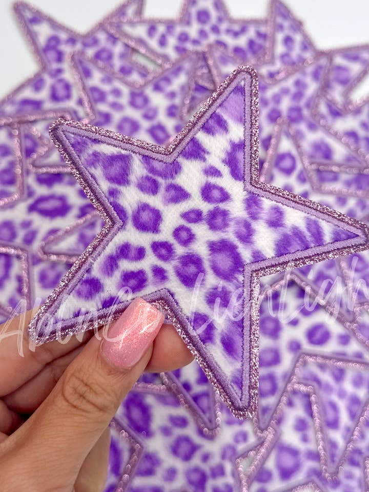 purple leopard print star patch trucker hat patch iron on for wholesale by ABLNco