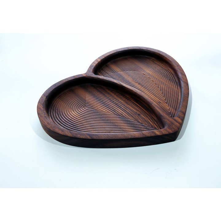 Plateau Cœur en Noyer pour Valet en Bois pour la vente par SRCraft