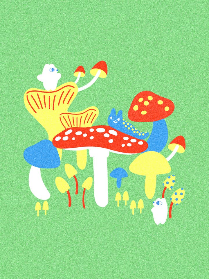Toadstool Art Print, Portrait for wholesale by Beth Mazuryk