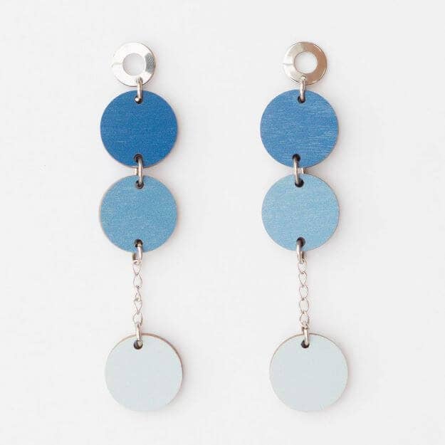 Ilta Wooden Statement Earrings Blue for wholesale by Unique Ella