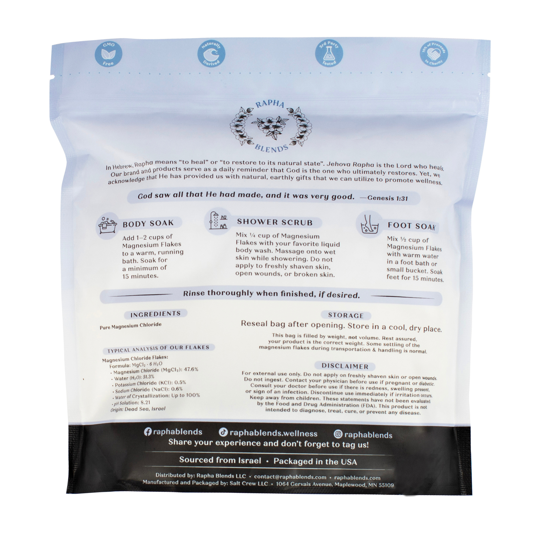 Rapha Blends – Sais de banho por atacado – Flocos de Banho de Cloreto de Magnésio7