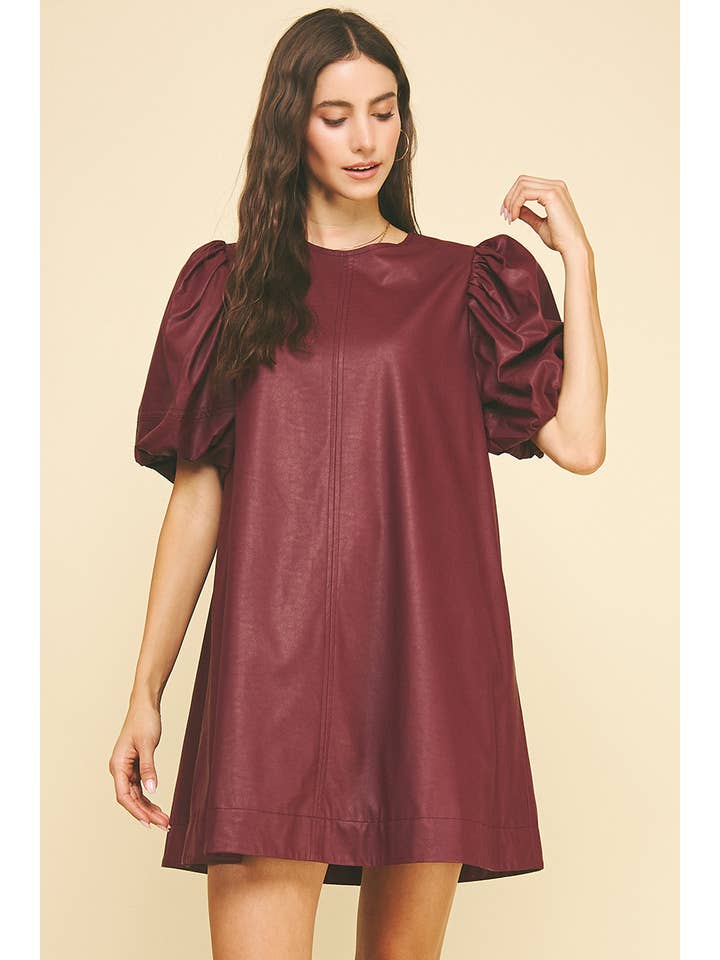 PINCH - Wholesale Dress - Women's - PU LEATHER TUNIC DRESS - 6514D8
