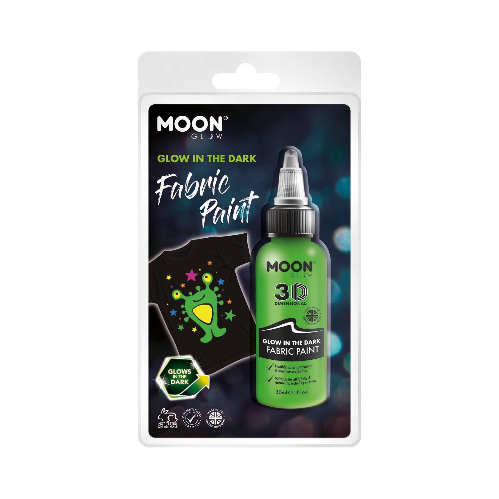 Moon Makeup - Wholesale Fabric Paint - Clamshell - Glow in the Dark Fabric Paint, 30ml1
