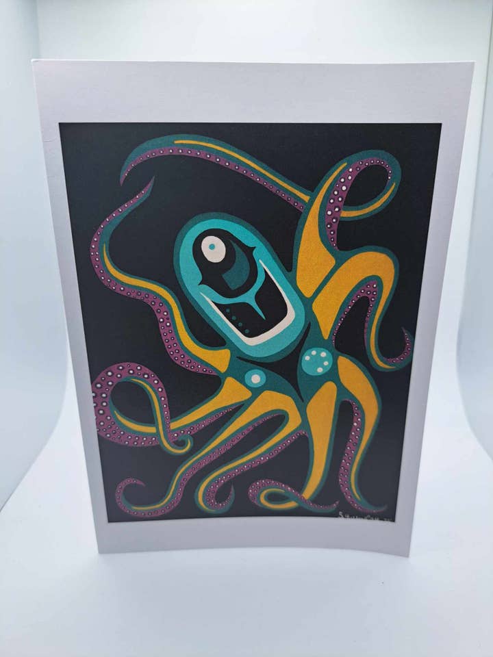 Moon Night Octopus - 5x7 Blank Card for wholesale by 10 Buffalos Art