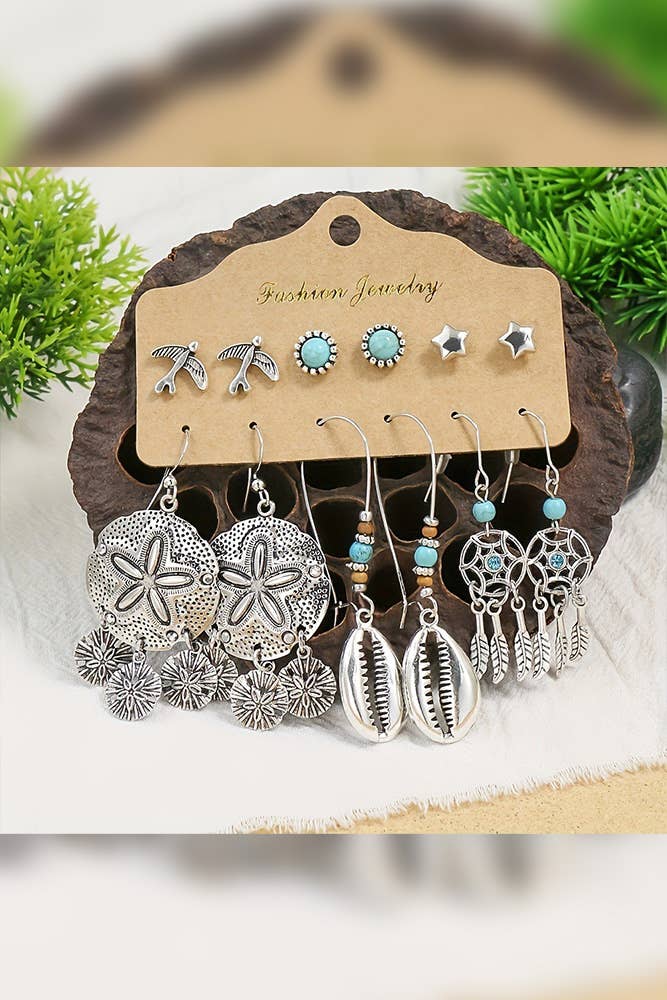 UNISHE - Wholesale Oorbellen met tunnel/plug - Bohemia Turkoois oorbellenset HH0672