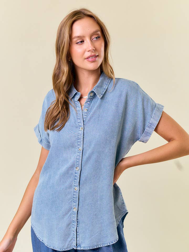 LT DENIM ROLL UP SLEEVE SHIRT - 40466T-3 for wholesale on Faire0